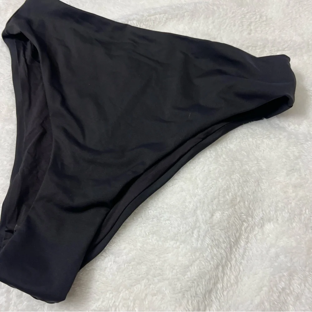 SKIMS Recycled Swim Mid Waist Bottoms in Onyx Black Size M New